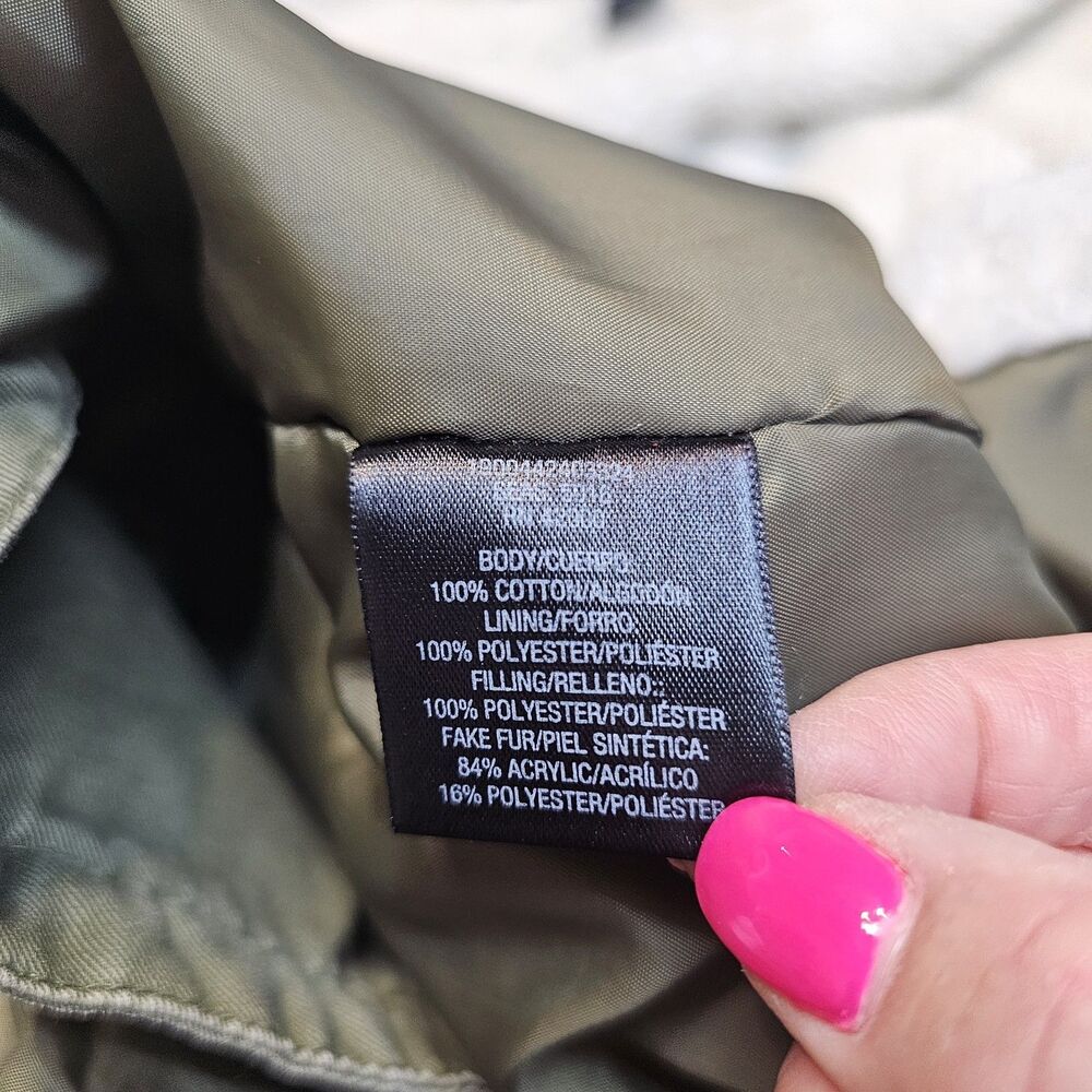 Joe Boxer Women's Olive Green Parka Jacket L Faux Fur Hood Sherpa Utility Cozy - Picture 9 of 11